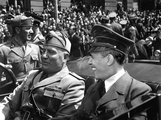 Rothschild's Fascist Mussolini & Rothschild's National Fascist Barry Soetoro.