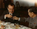 President Nixon toasting Chinese Premier Chou En-lai, instead of protecting the gold standard.