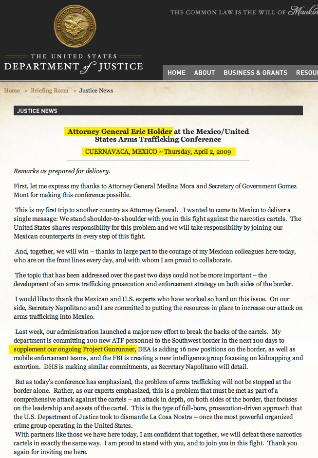 PIECE OF SHIT ERIC HOLDER KNEW IN 2009 THAT THE SOROS/MEXICAN DRUG CARTEL WAS BEING ARMED BY HIS OFFICE!
