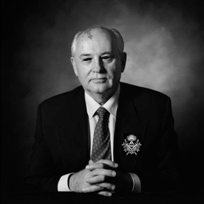 Soviet Communist Mikhail Gorbachev. He had to resign because the people were getting fed up with Rothschild's communism bilking operations.