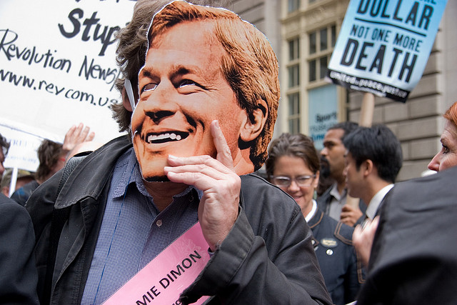 Jamie Dimon Mask At Bailout Protest About Using Taxpayer's Money.