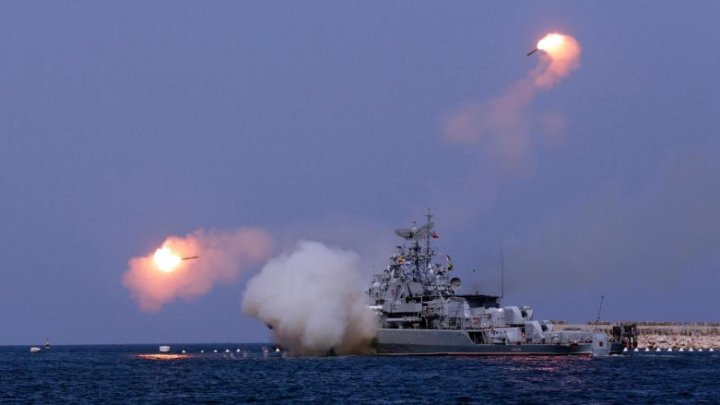Russian Warships Fires Caliber Missiles